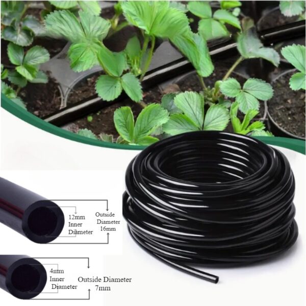 4mm ID x 7mm OD Garden Drip Irrigation Tubing, UV-Resistant PE Flexible Water Hose for Greenhouse, Lawn, Potted Plants & Hydroponics