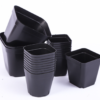 Black Square Nursery Pots with Enhanced Drainage – Ideal for Succulents & Seedlings