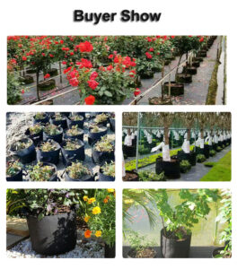 Black non-woven fabric grow bags with handles